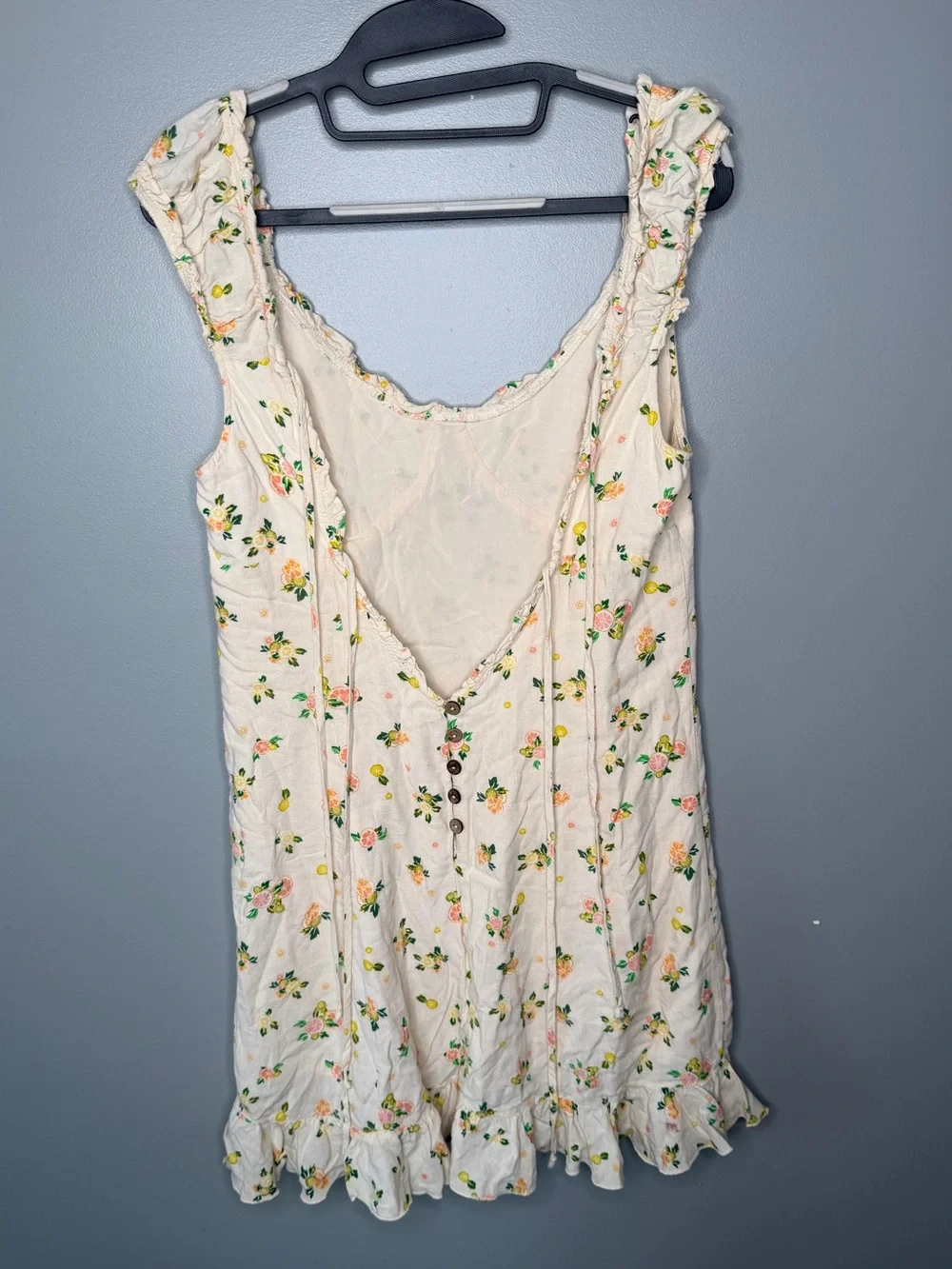 Free People Like A Lady Mini Dress Linen Blend Fruit Floral